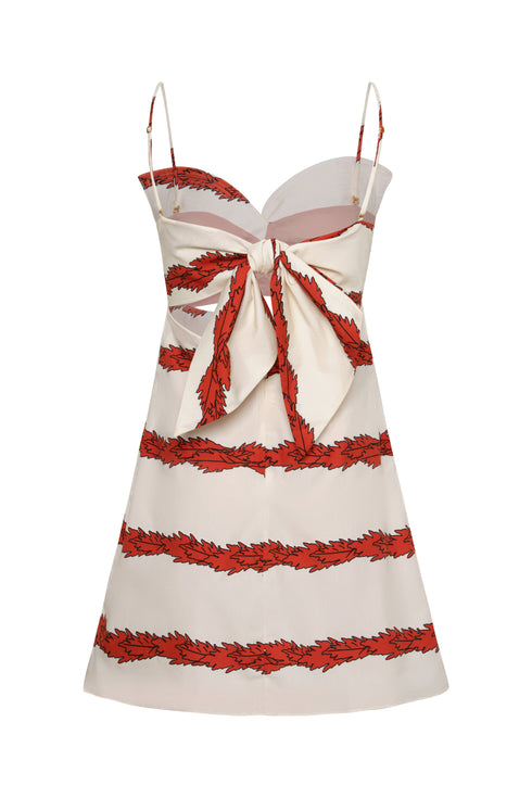 Victoria Cotton Mini Dress / Ivory Striped Helechos