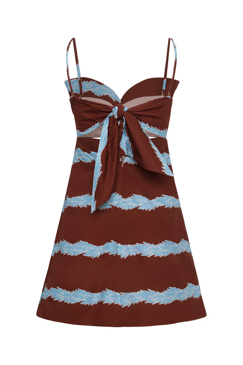 Victoria Cotton Mini Dress / Chocolate Striped Helechos