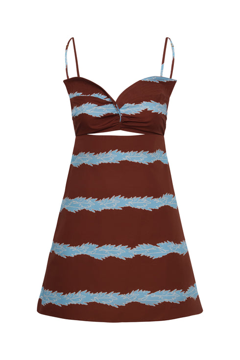 Victoria Cotton Mini Dress / Chocolate Striped Helechos