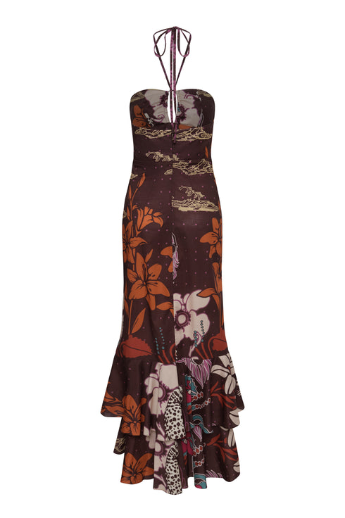 Sevillana Cotton Dress / Brown Moonlight Garden