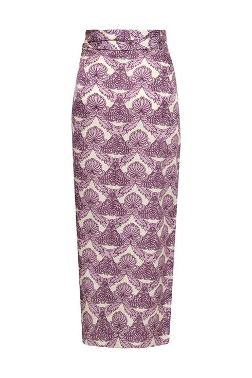 Mapara Martellato Silk Skirt / Ecru Ornament Lila