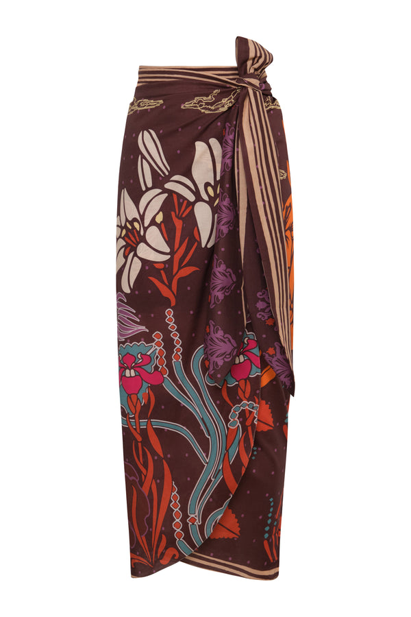Mapara Cotton Skirt / Brown Moonlight Garden