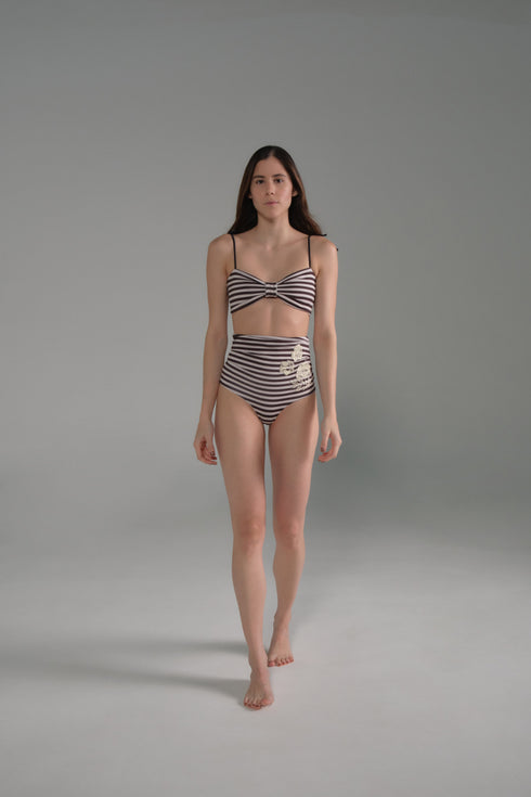 Morante Embroidered Bottom / Black & White Stripes