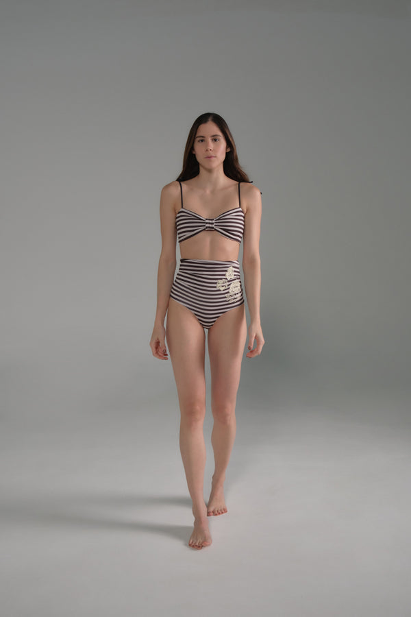 Morante Embroidered Bottom / Black & White Stripes