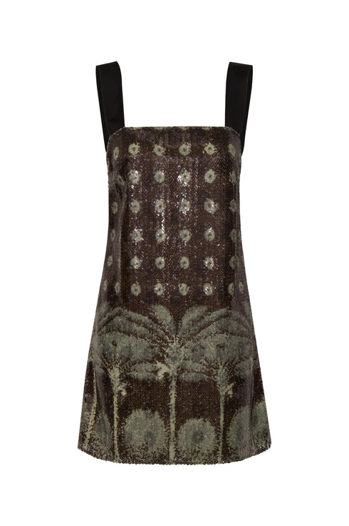 El Club del Clan Sequins Mini Dress / Green Palms
