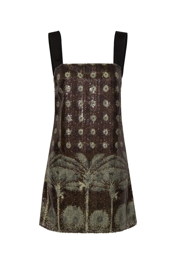 El Club del Clan Sequins Mini Dress / Green Palms