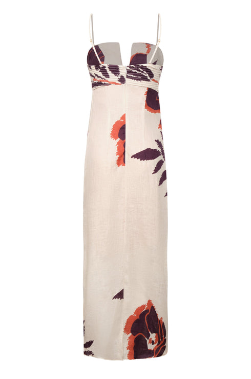 Antigüa Linen Midi Dress / Purple Gladiolos