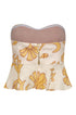Peplum Linen Top / Yellow Flowers