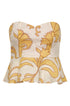 Peplum Linen Top / Yellow Flowers