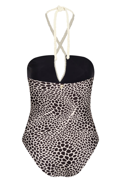 Saint Tropez One Piece / Ivory & Black Animal Print