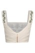 Marimba Embroidered Linen Top / Ivory Green Buganvilias