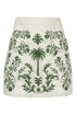 Carmelita Embroidered Linen Mini Skirt / Ivory Green Buganvilias
