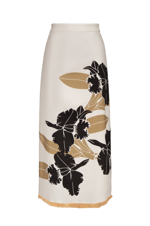 El Carmen Cotton Midi Skirt / Black Orchids