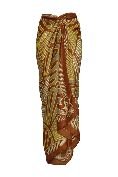 De La Falaise Cotton Silk Sarong / Yellow Intricate Shells