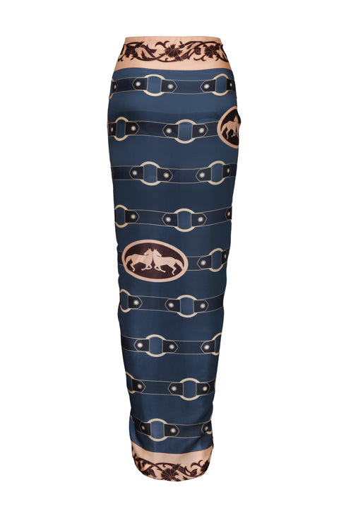 De La Falaise Cotton Silk Sarong / Blue Horse Reins