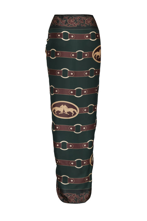 De La Falaise Cotton Silk Sarong / Green Horse Reins