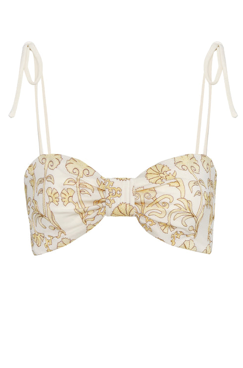 San Miguel Embroidered Top / Yellow Flowers - Ivory