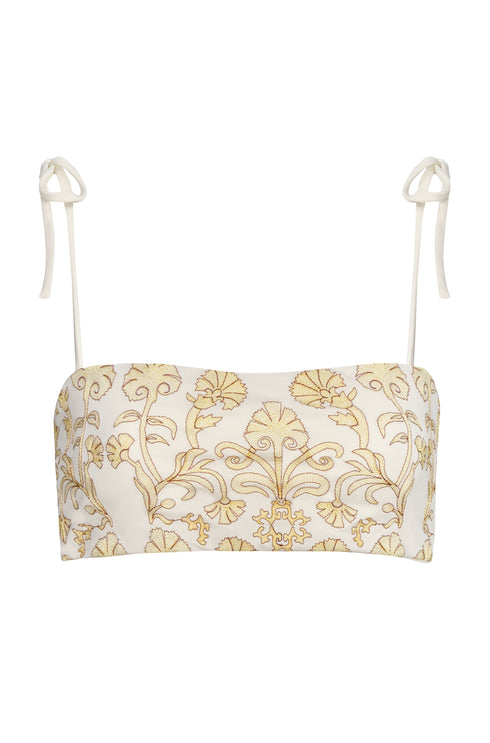 San Miguel Embroidered Top / Yellow Flowers - Ivory