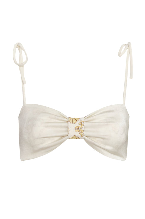 San Miguel Embroidered Top / Yellow Flowers - Ivory