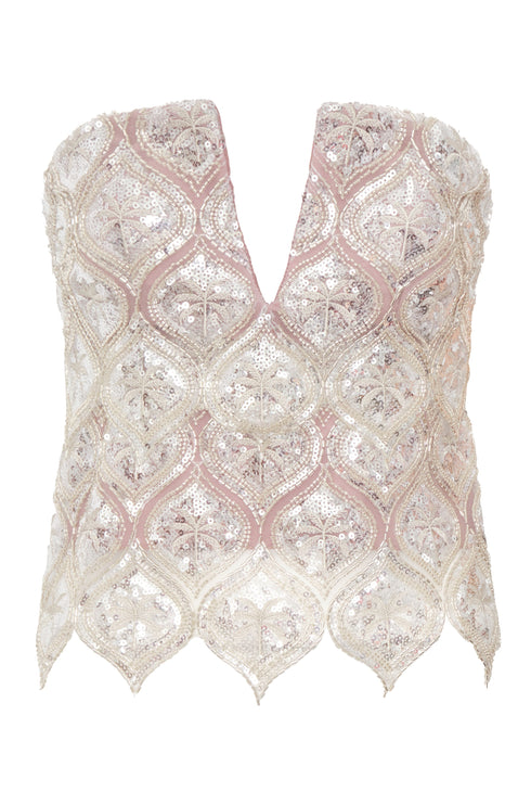 Luciana Palms Sequined Top / Silver