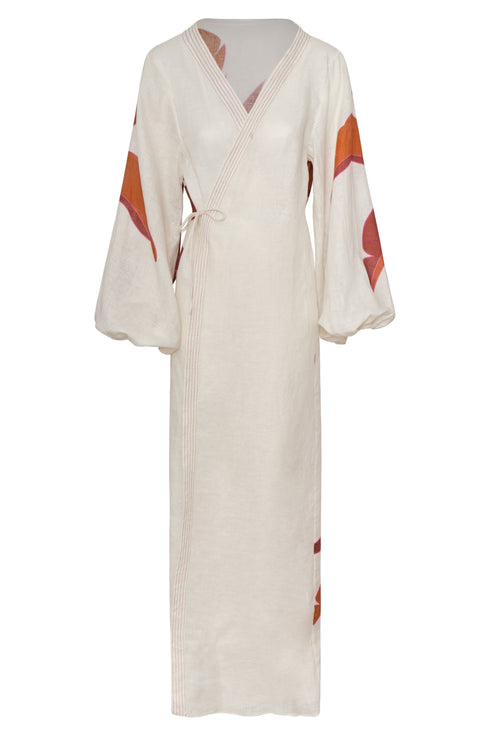 Hojarasca Linen Maxi Dress / Fuchsia Palm