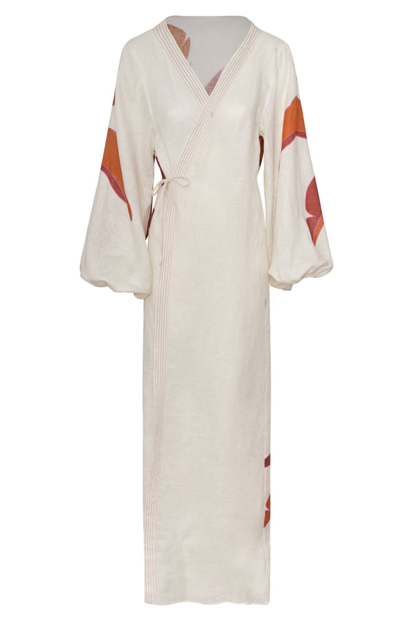 Hojarasca Linen Maxi Dress / Fuchsia Palm