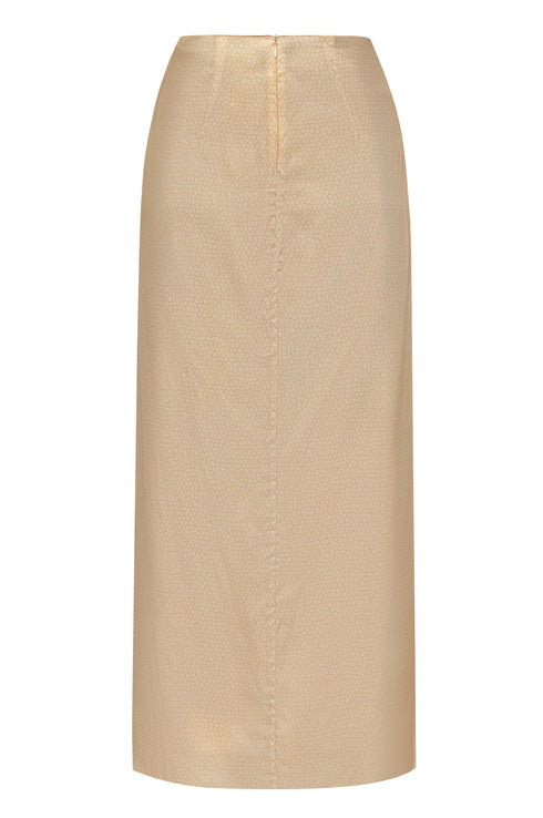 Amaime Satin Silk Midi Skirt / Butter Reptile