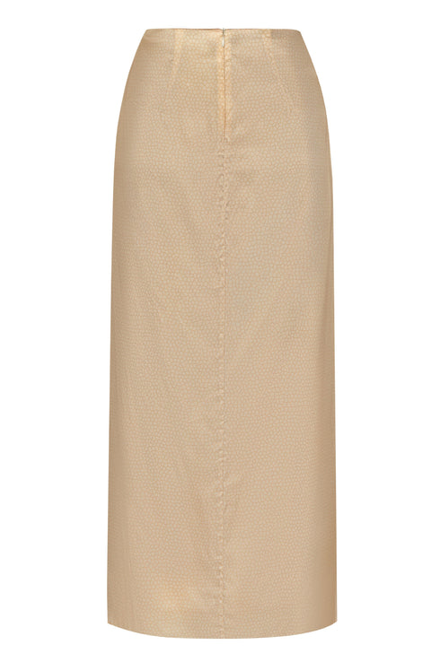 Amaime Satin Silk Midi Skirt / Butter Reptile