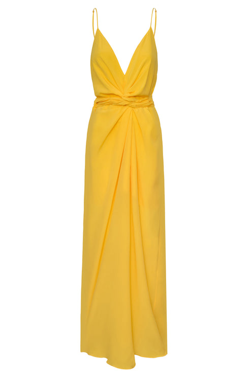 Macarena Silk Midi Dress / Yellow