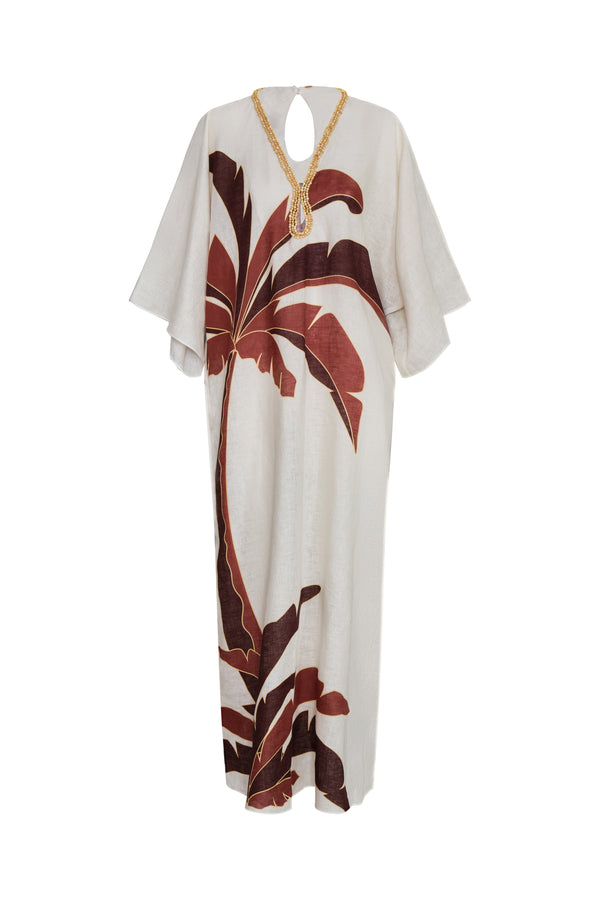 Andina Hand Embroidered Linen Tunic / Terra Palm