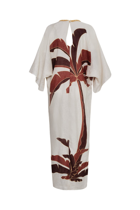 Andina Hand Embroidered Linen Tunic / Terra Palm