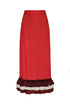 Rocio Cotton Midi Skirt / Red & Handmade Wine Tassels