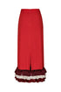 Rocio Cotton Midi Skirt / Red & Handmade Wine Tassels