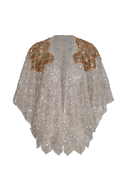 La Santamaria Palms Sequined Mini Coat / Silver & Gold