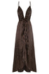 Sabina Satin Silk Midi Dress / Black & Ivory Seeds