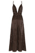 Sabina Satin Silk Midi Dress / Black & Ivory Seeds