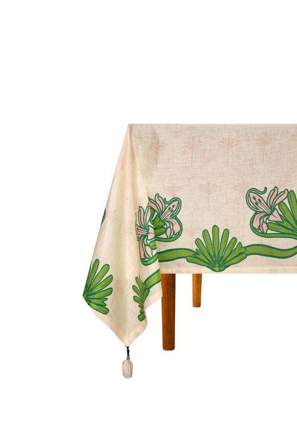 Embroidered Linen Tablecloth / Lirios Midi