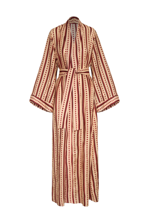 Rafaela Linen Kaftan / Red Stripes