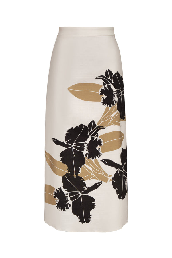 El Carmen Cotton Midi Skirt / Black Orchids