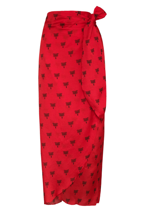 Mapara Martellato Silk Wrap Skirt / Red Polka Palms