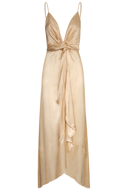 Sabina Satin Silk Midi Dress / Butter Reptile