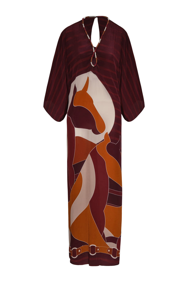 Andina Crepe Chine Tunic / Purple Horses