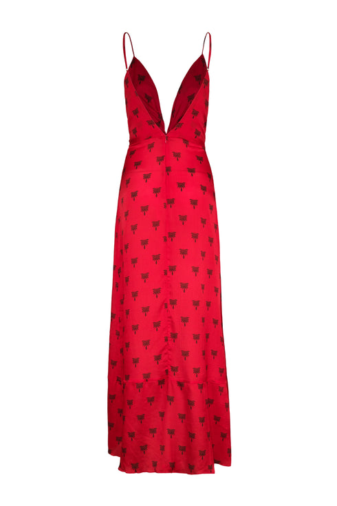 Sabina Martellato Silk Midi Dress / Red Polka Palms