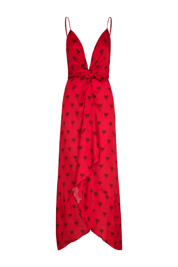Sabina Martellato Silk Midi Dress / Red Polka Palms