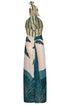 Costa del Sol Linen Midi Dress / Aquamarine Palms - Green Stripes