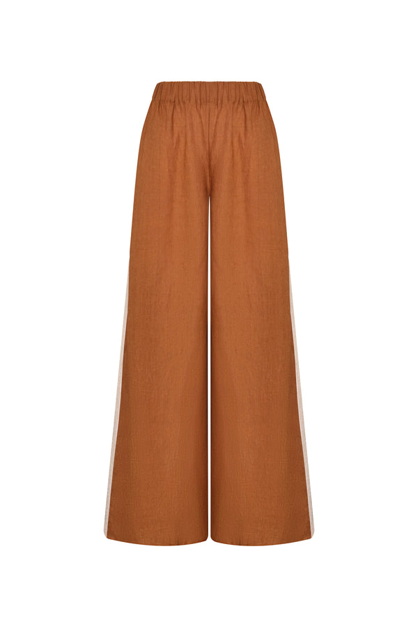 San Antonio Linen Pants / Brown & Ivory