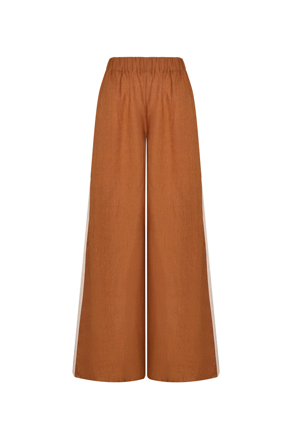 San Antonio Linen Pants / Brown & Ivory