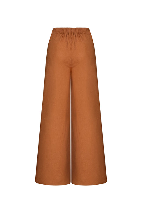 San Antonio Linen Pants / Brown & Ivory