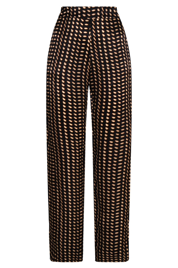 Santo Tomás Satin Silk Pants / Black & Ivory Seeds