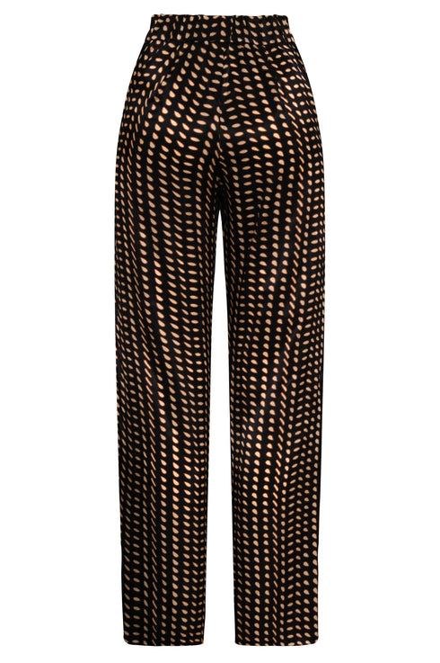 Santo Tomás Satin Silk Pants / Black & Ivory Seeds